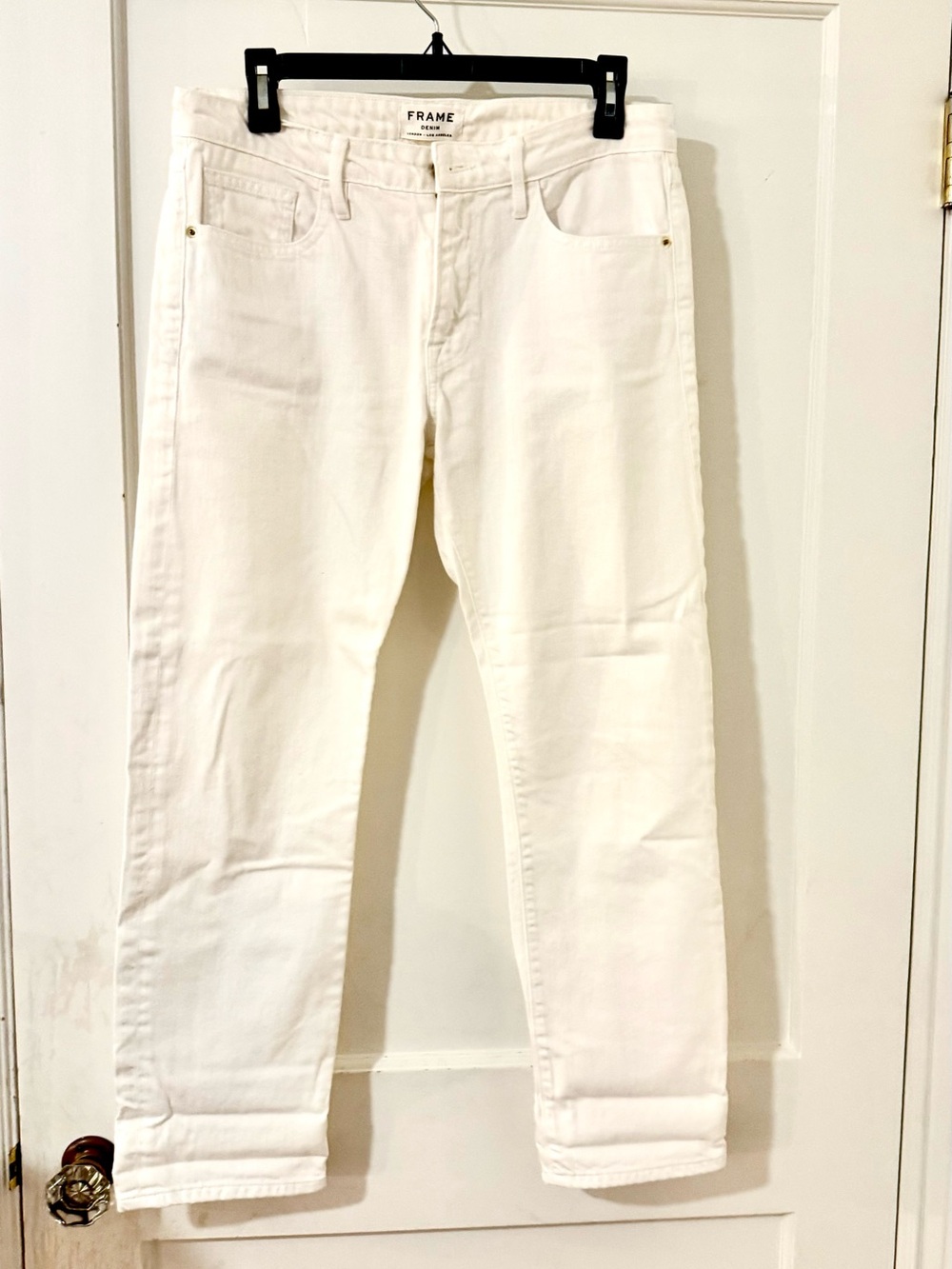Frame Denim Off-White Women's Straight-Leg Jeans